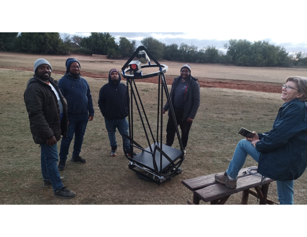 Occultation researchers on site with telescope in South Africa